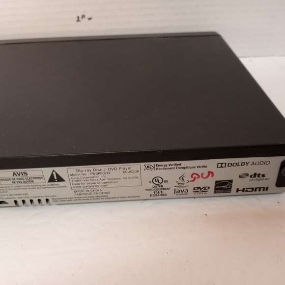 Sanyo blu ray DVD player model FWBP507FF - Picture 7 of 8